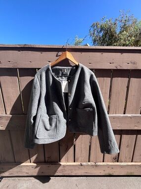 🎉NWT🎉 a new day Gray Button-Front Round Neck Jacket